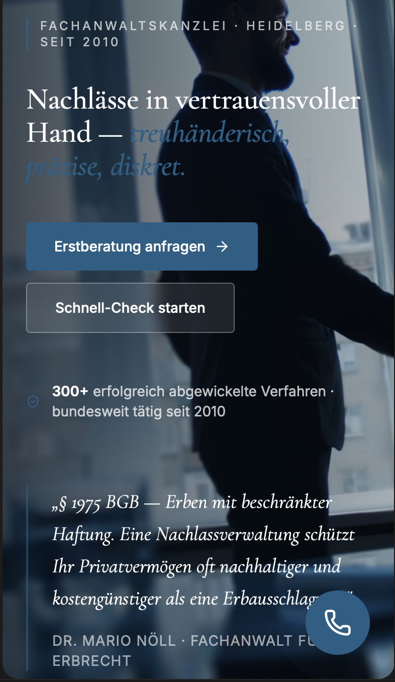 NÖLL Nachlassverwaltung – Mobile-Ansicht